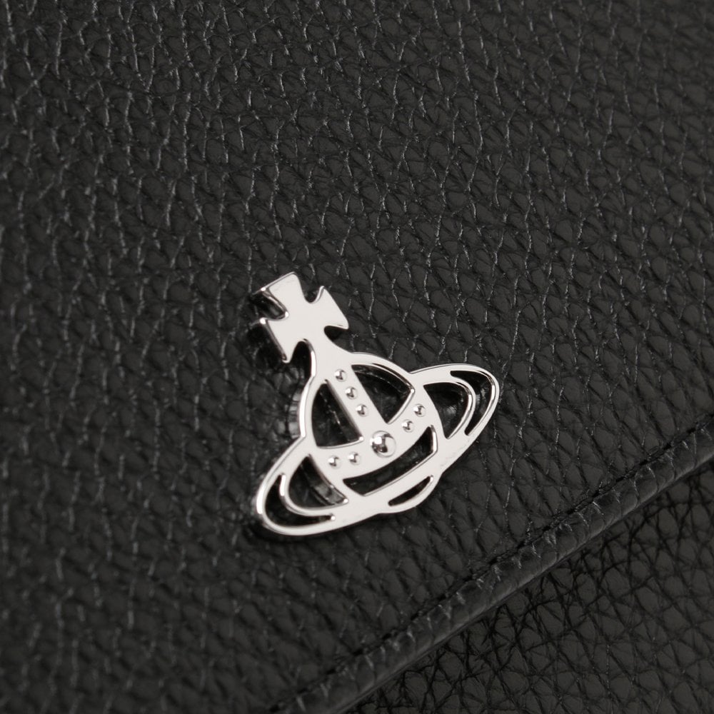 Johanna Black Leather Cross-Body Wallet