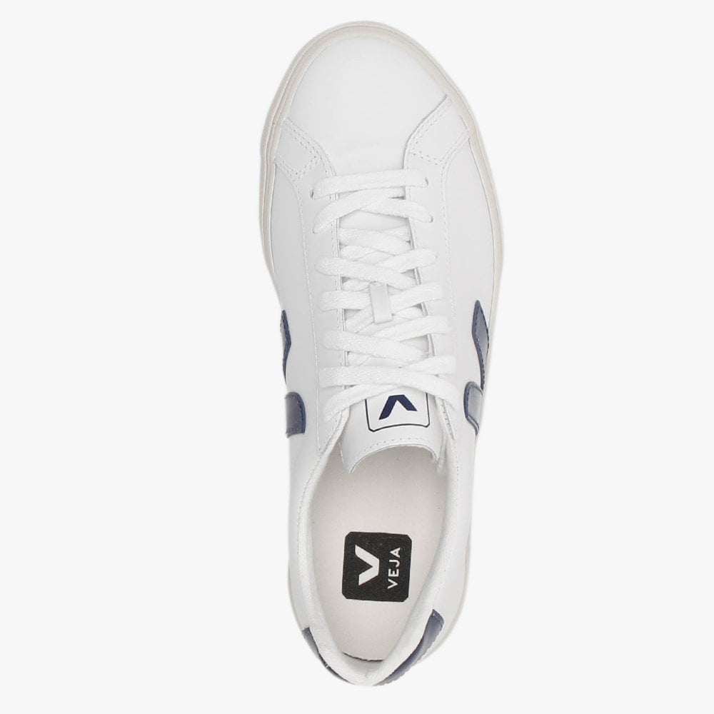 Esplar Logo Extra White Cobalt Leather Trainers
