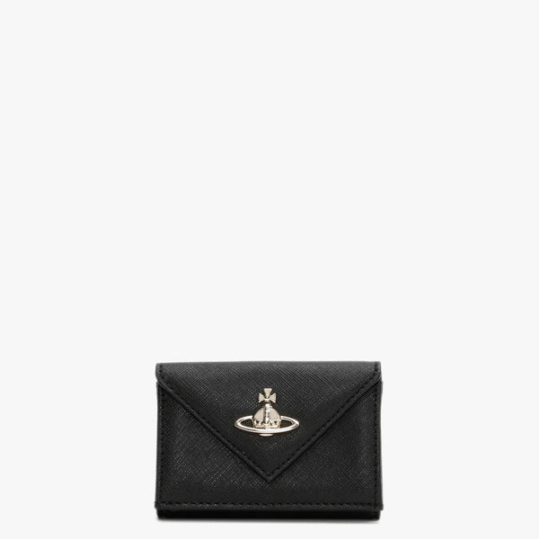 Victoria Envelope Black Leather Billfold Wallet