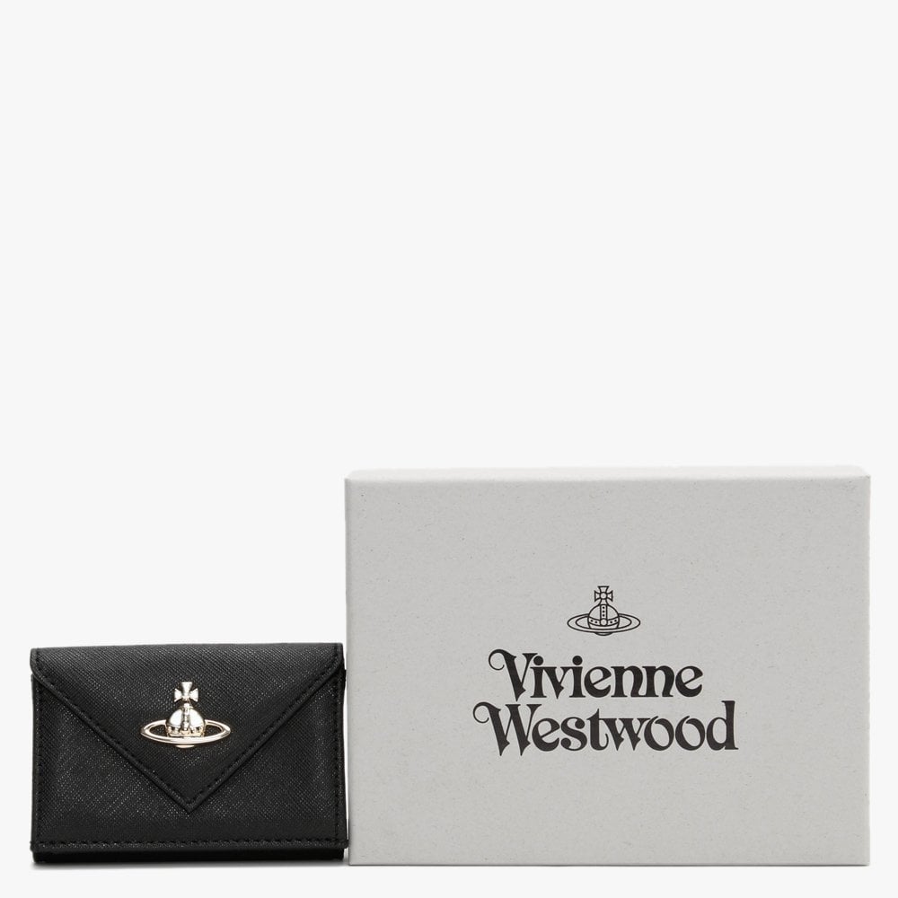Victoria Envelope Black Leather Billfold Wallet