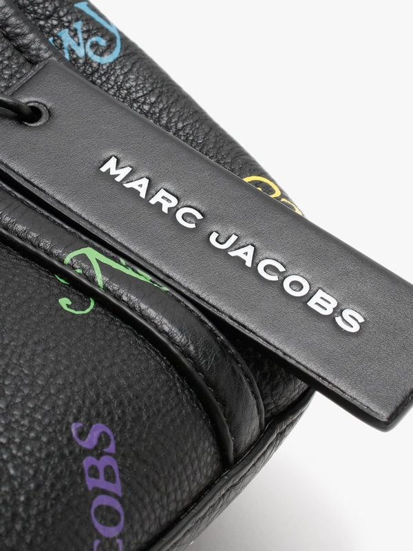 Tag 21 Black Multi Logo Pebbled Leather Tote Bag