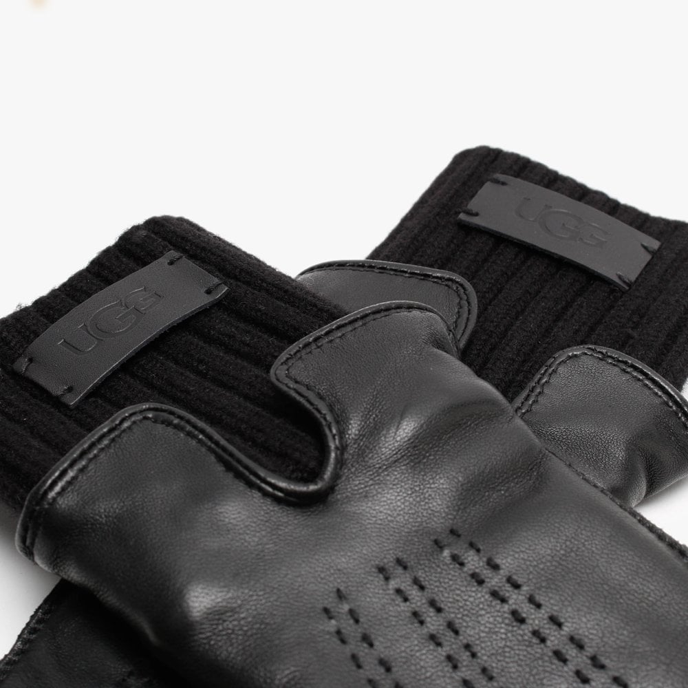 Tech Knit Cuff Black Leather Gloves