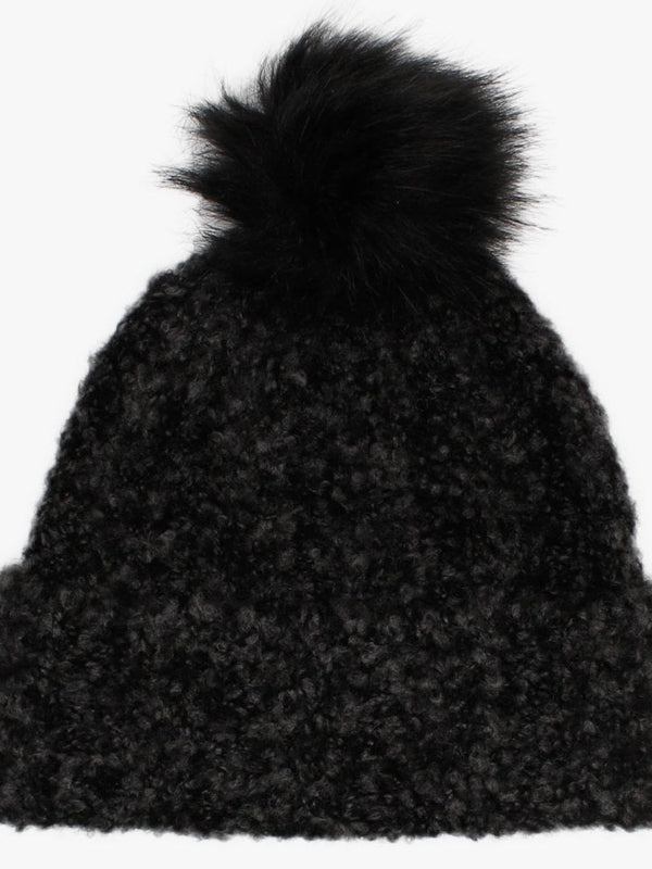 Boucle Black Pom Pom Hat