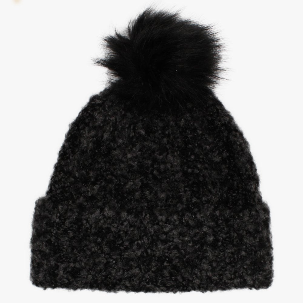 Boucle Black Pom Pom Hat