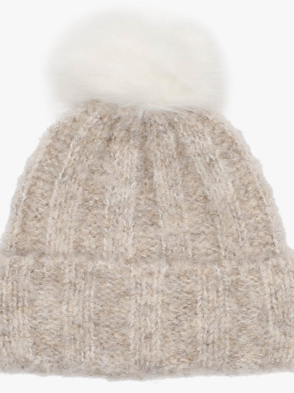 Boucle Oatmeal Pom Pom Hat