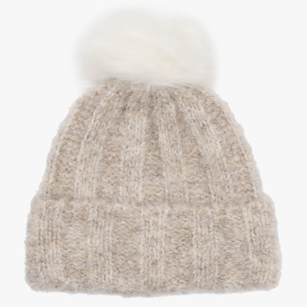 Boucle Oatmeal Pom Pom Hat