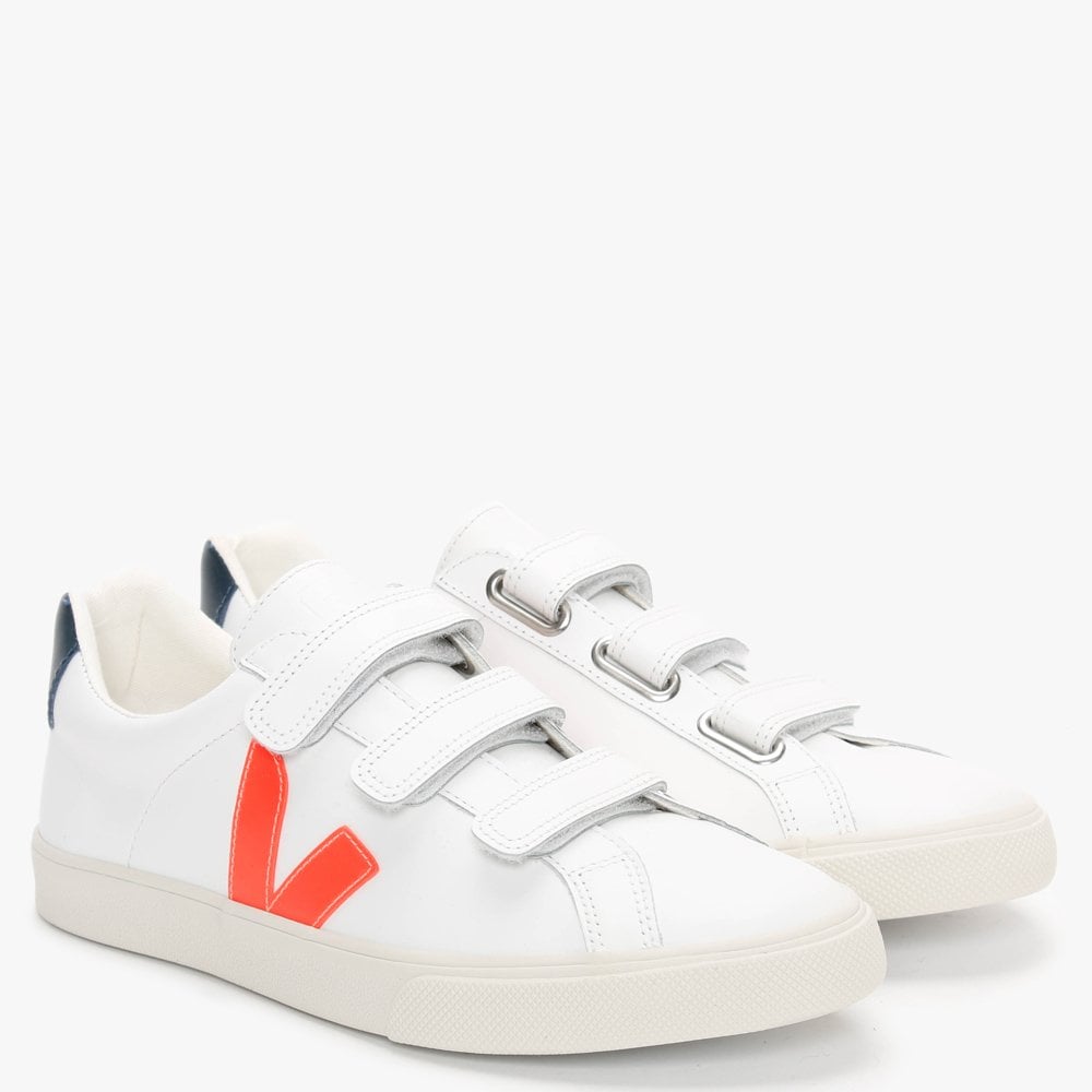 3-Lock Extra White Orange Fluo Nautico Leather Trainers