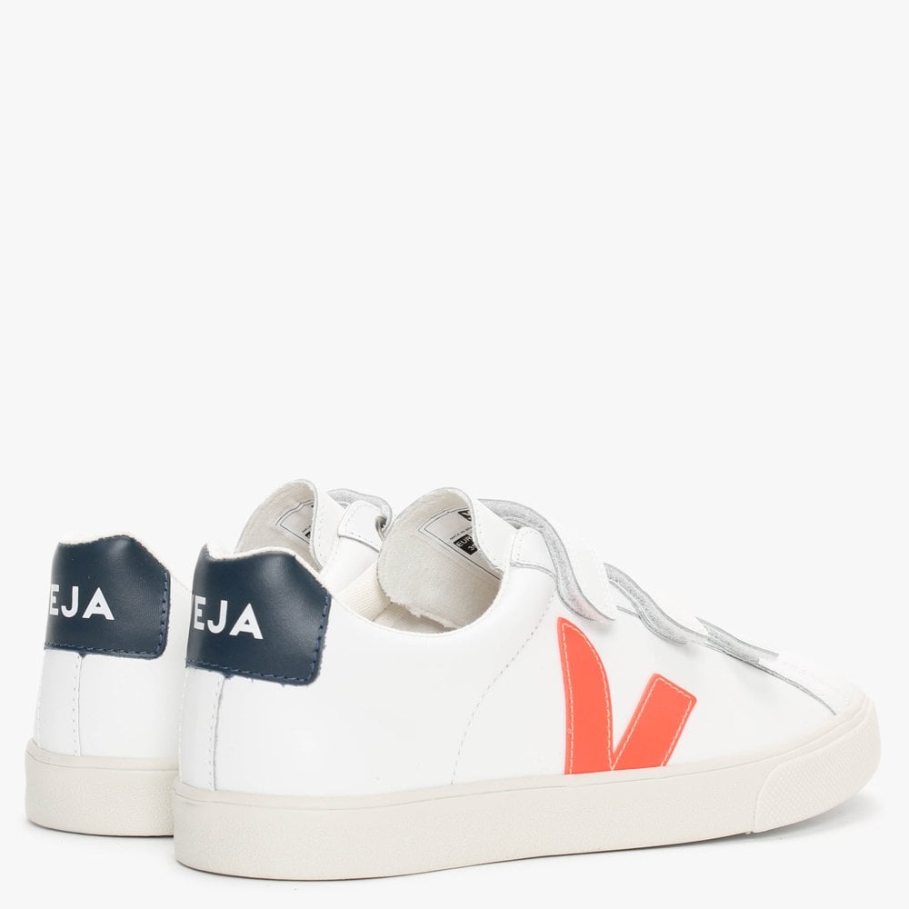 3-Lock Extra White Orange Fluo Nautico Leather Trainers