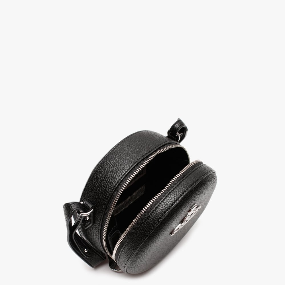 Johanna Black Vegan Round Cross-Body Bag