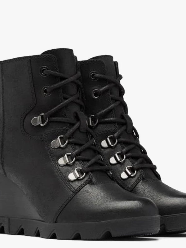 Joan Uptown Lace Rouge Black Leather Wedge Boots
