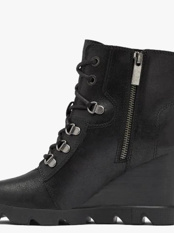 Joan Uptown Lace Rouge Black Leather Wedge Boots