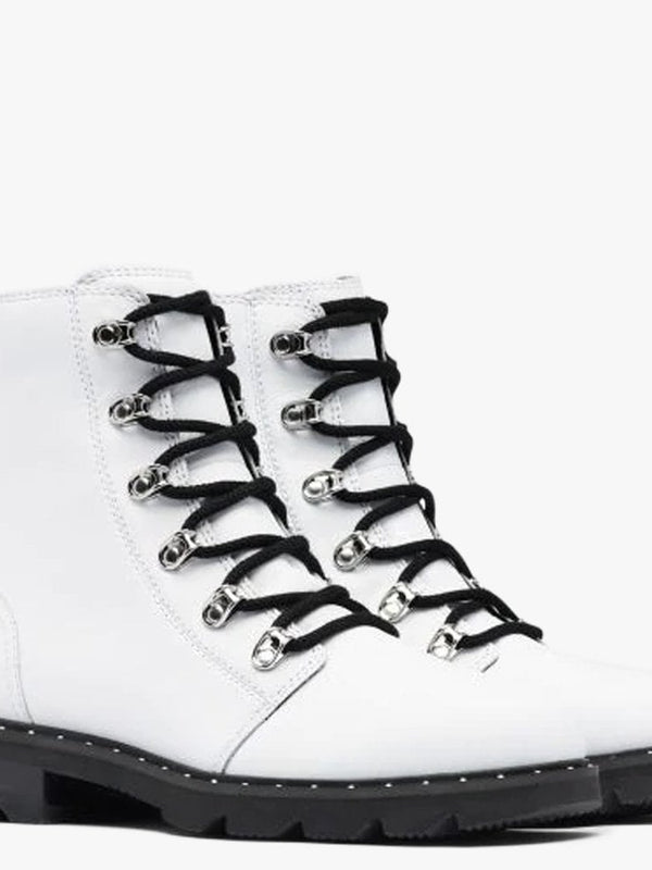Lennox Lace White Leather Ankle Boots