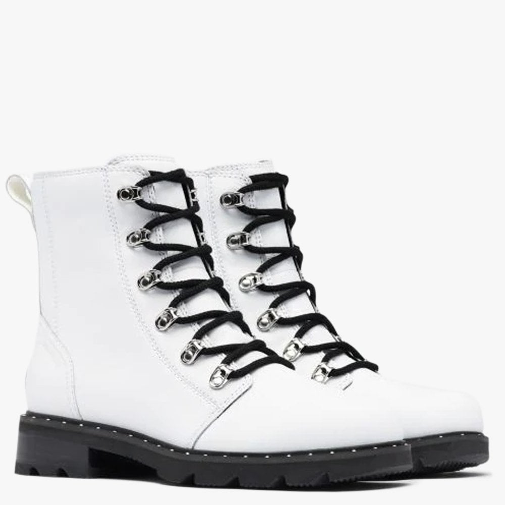 Lennox Lace White Leather Ankle Boots