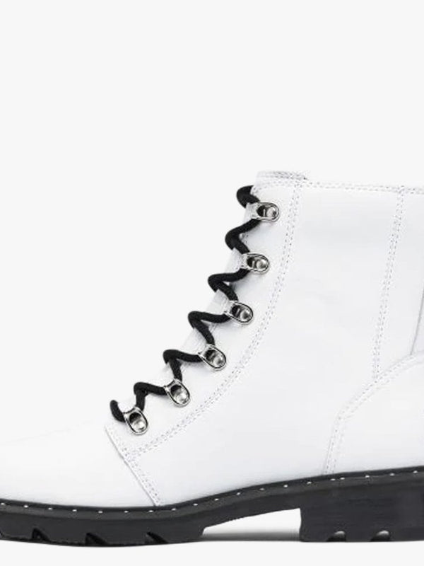 Lennox Lace White Leather Ankle Boots