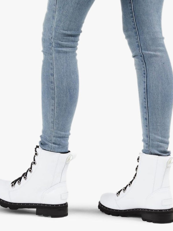 Lennox Lace White Leather Ankle Boots