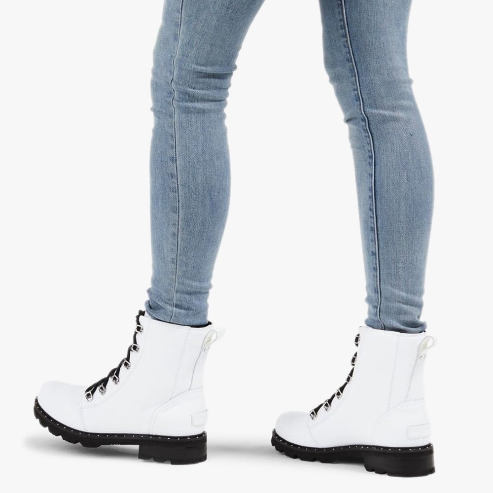 Lennox Lace White Leather Ankle Boots