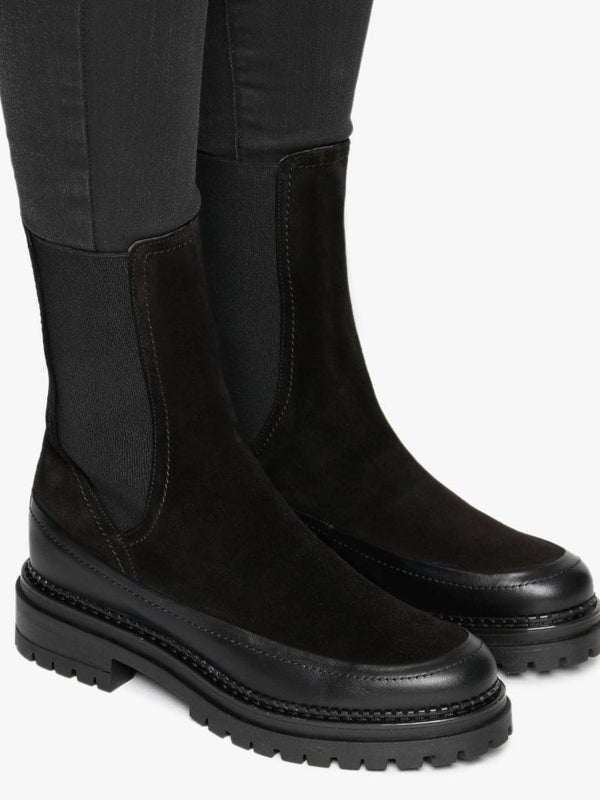 Napolly Black Suede Elongated Chelsea Boots