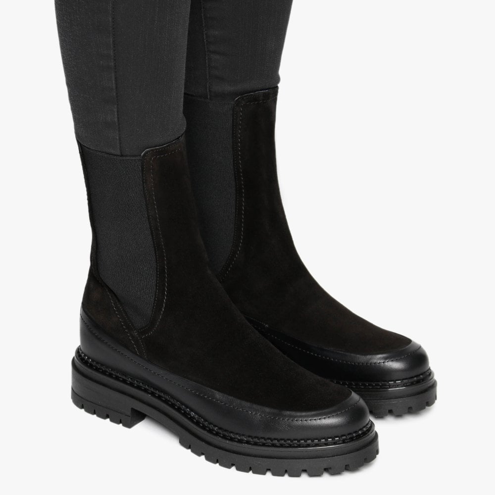 Napolly Black Suede Elongated Chelsea Boots