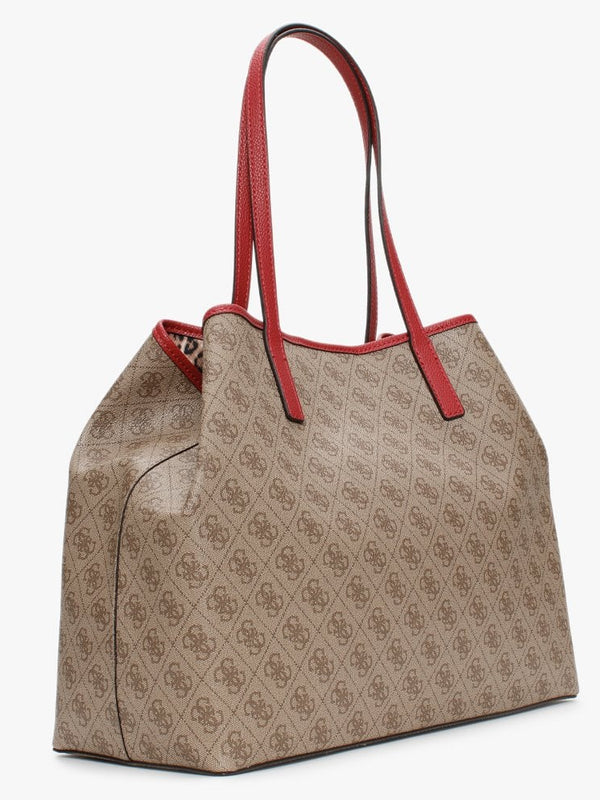 Large Vikky Signature Logo Brown Tote Bag