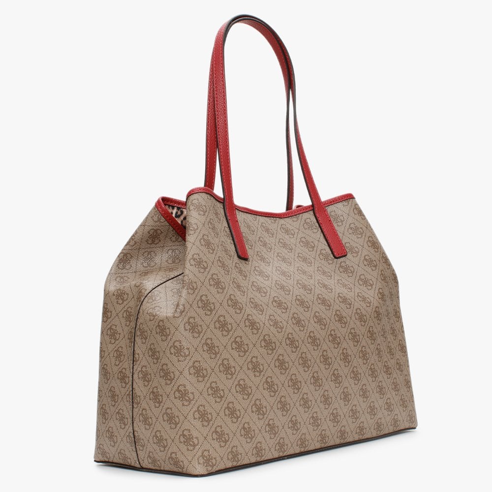 Large Vikky Signature Logo Brown Tote Bag