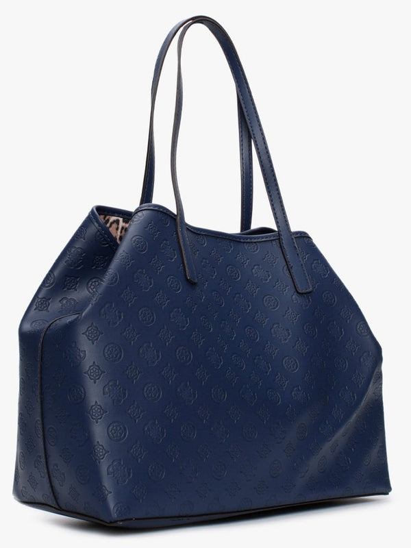 Large Vikky Stamp Smooth Navy Tote Bag
