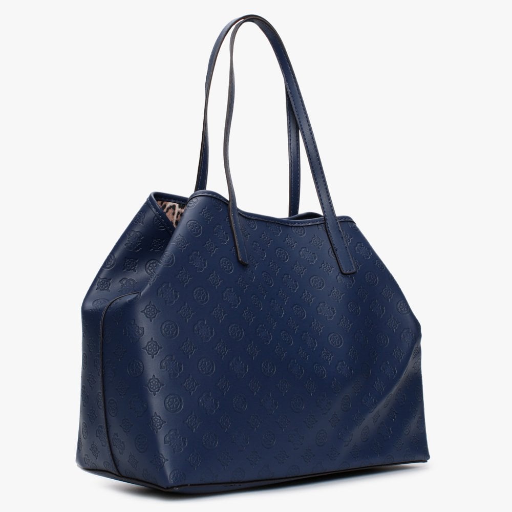 Large Vikky Stamp Smooth Navy Tote Bag