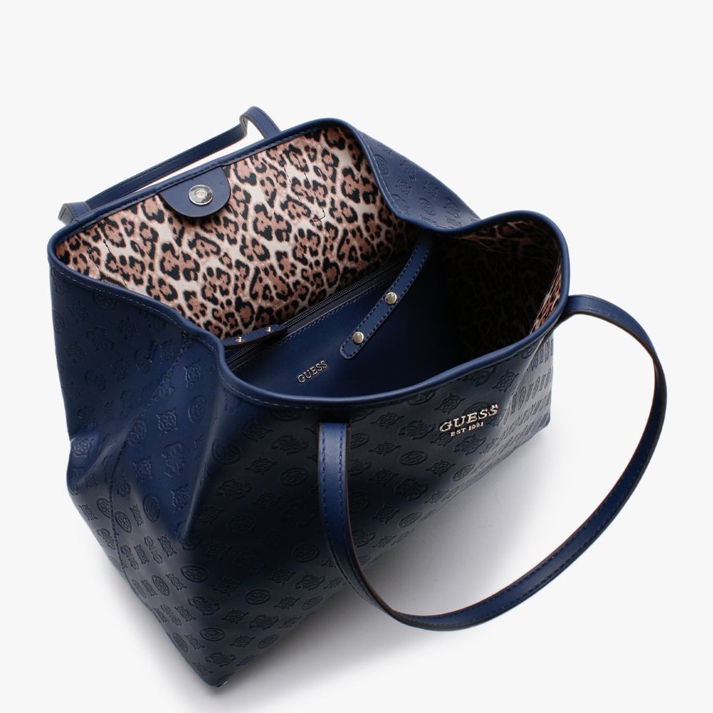 Large Vikky Stamp Smooth Navy Tote Bag