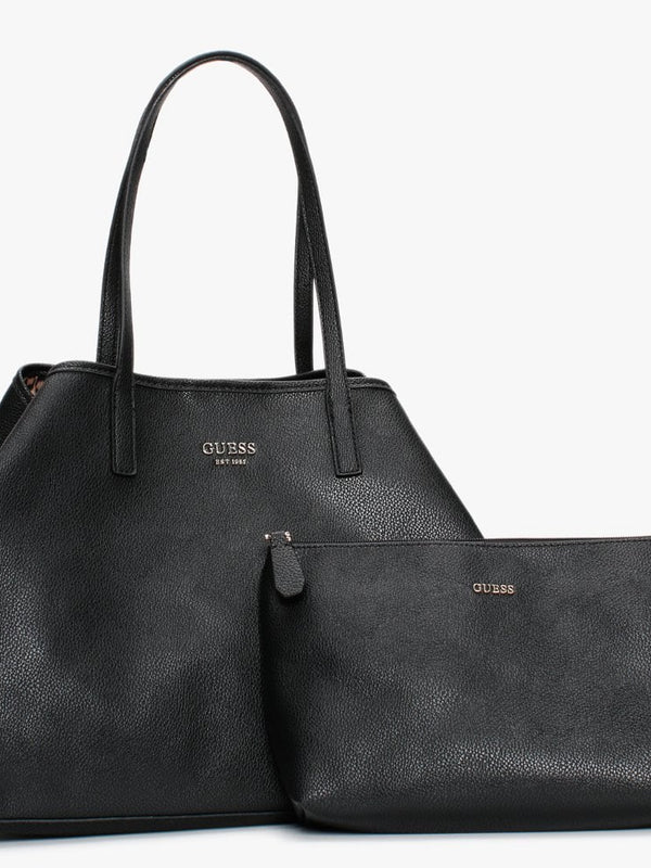 Large Vikky Smooth Black Tote Bag