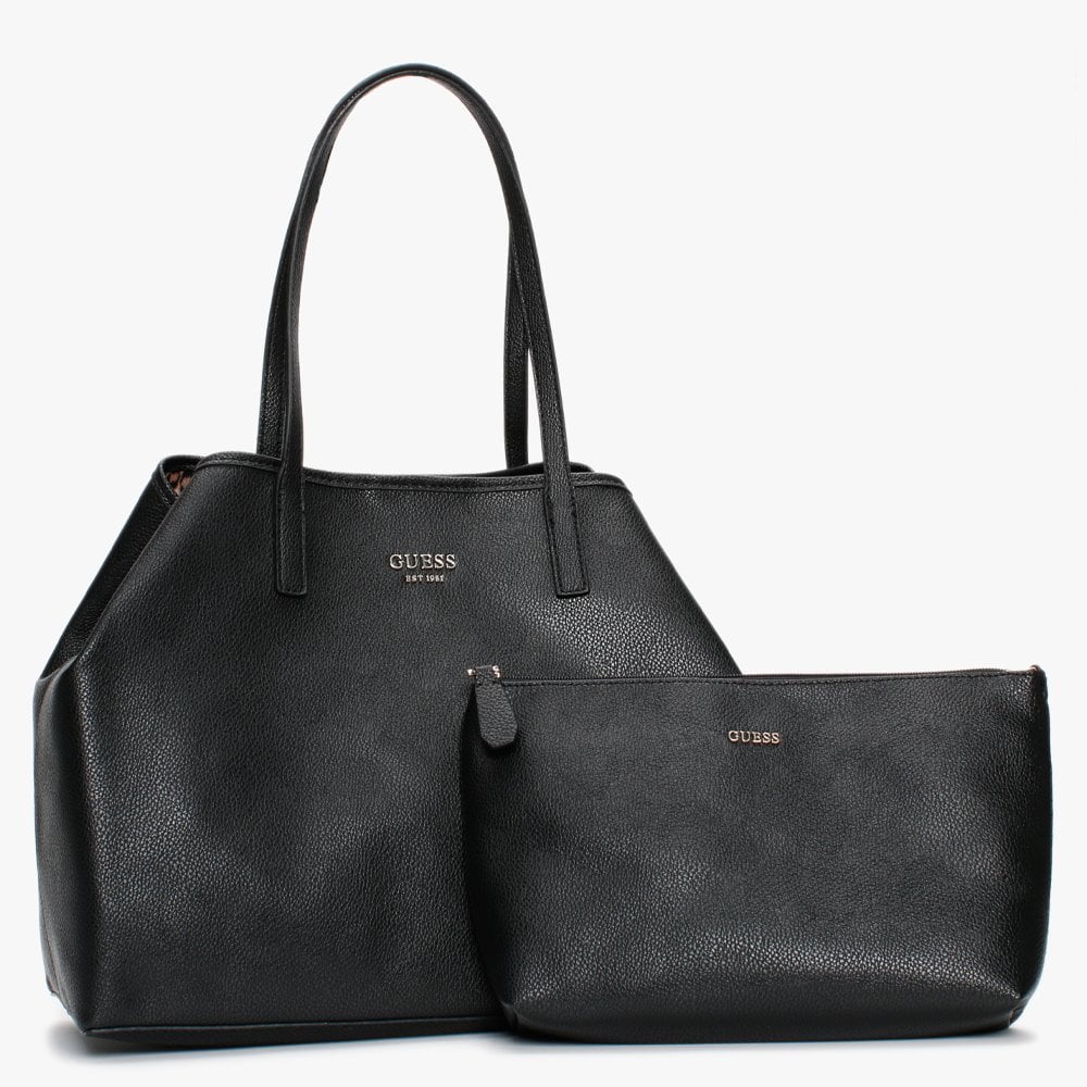 Large Vikky Smooth Black Tote Bag