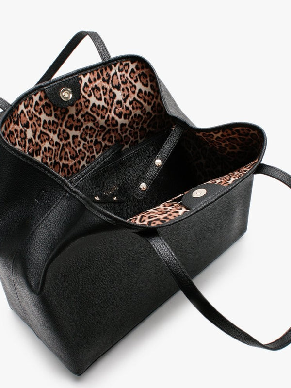 Large Vikky Smooth Black Tote Bag