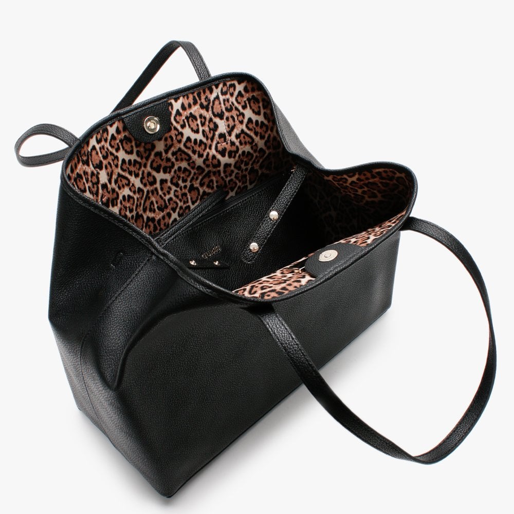 Large Vikky Smooth Black Tote Bag