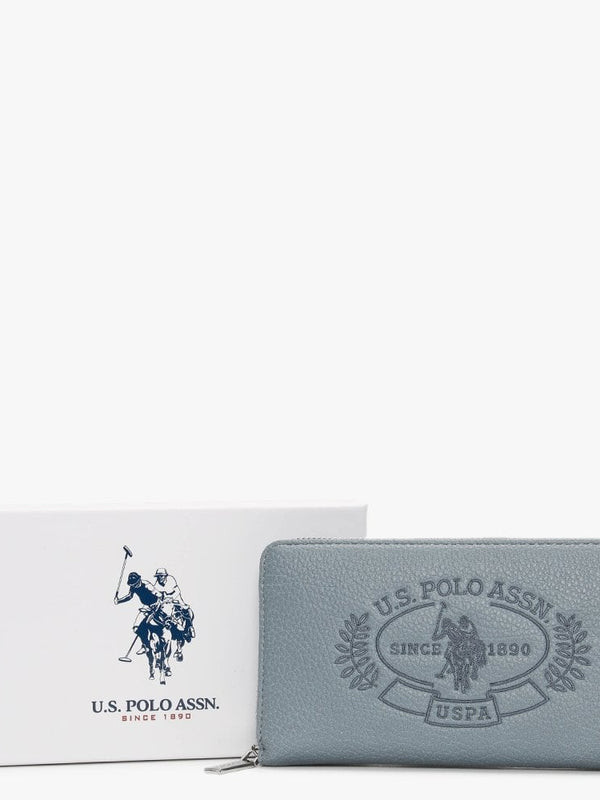 Large Hailey Light Blue Zip Around Wallet
