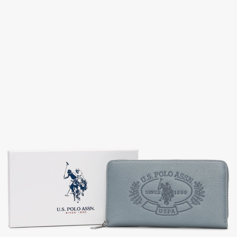 Large Hailey Light Blue Zip Around Wallet