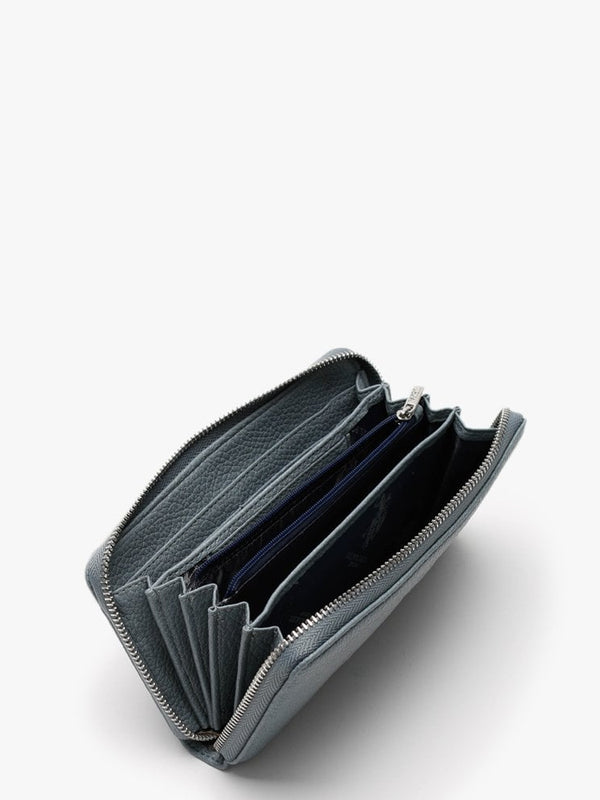 Large Hailey Light Blue Zip Around Wallet