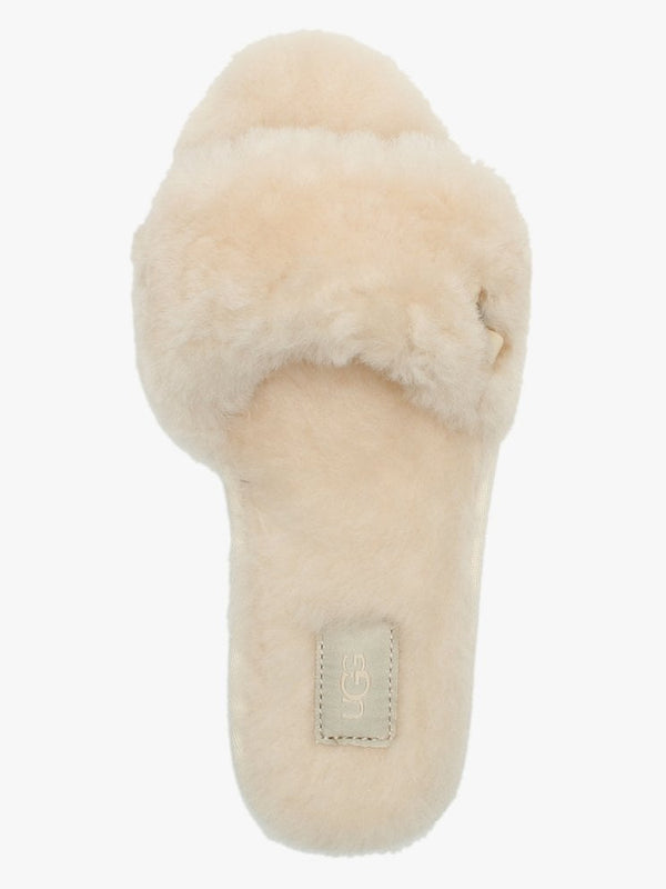 Fluff Slide White Natural Sheepskin Slippers