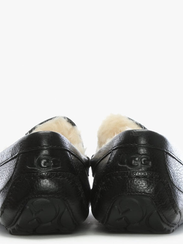 Men’s Ascot Black Leather Shearling Slippers