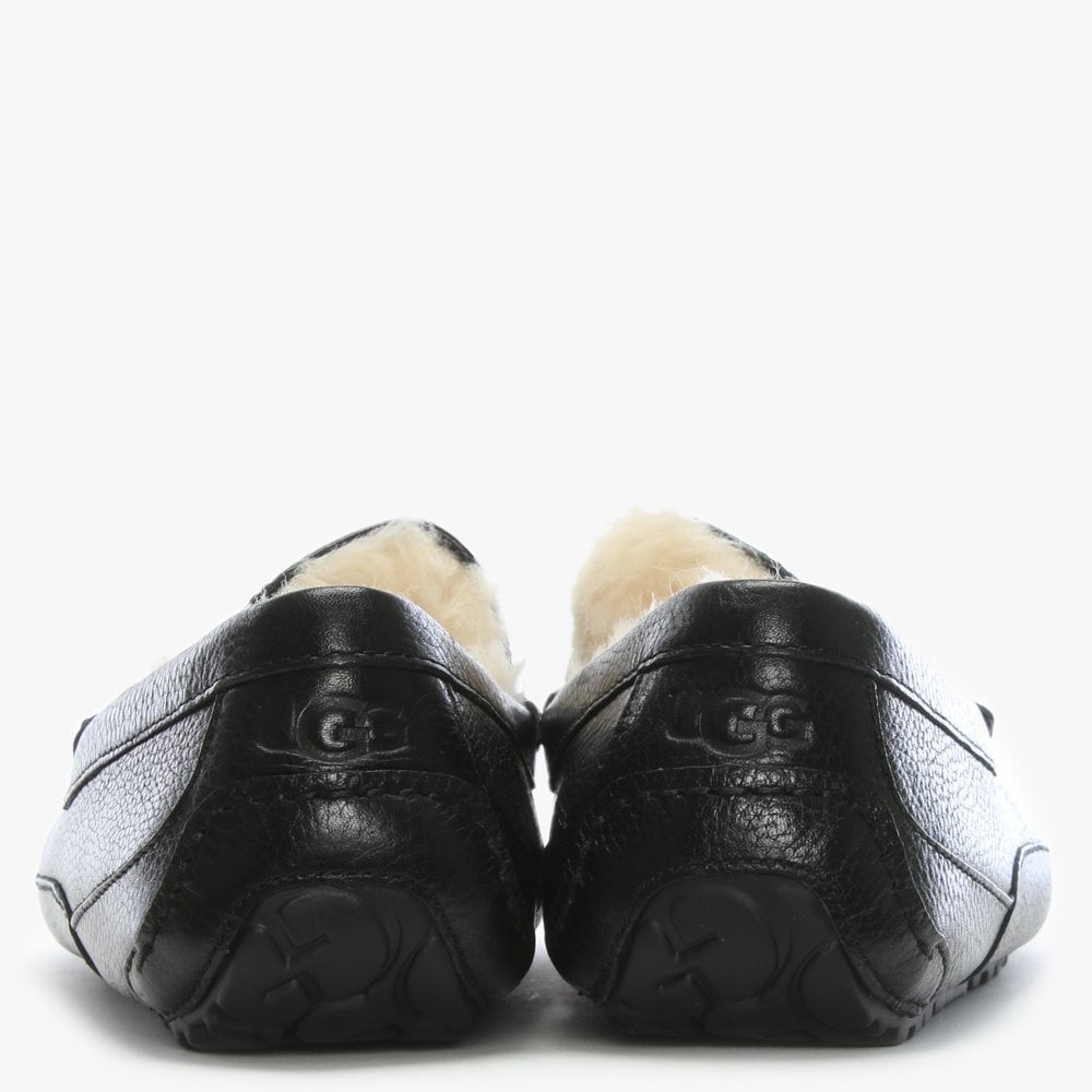 Men’s Ascot Black Leather Shearling Slippers