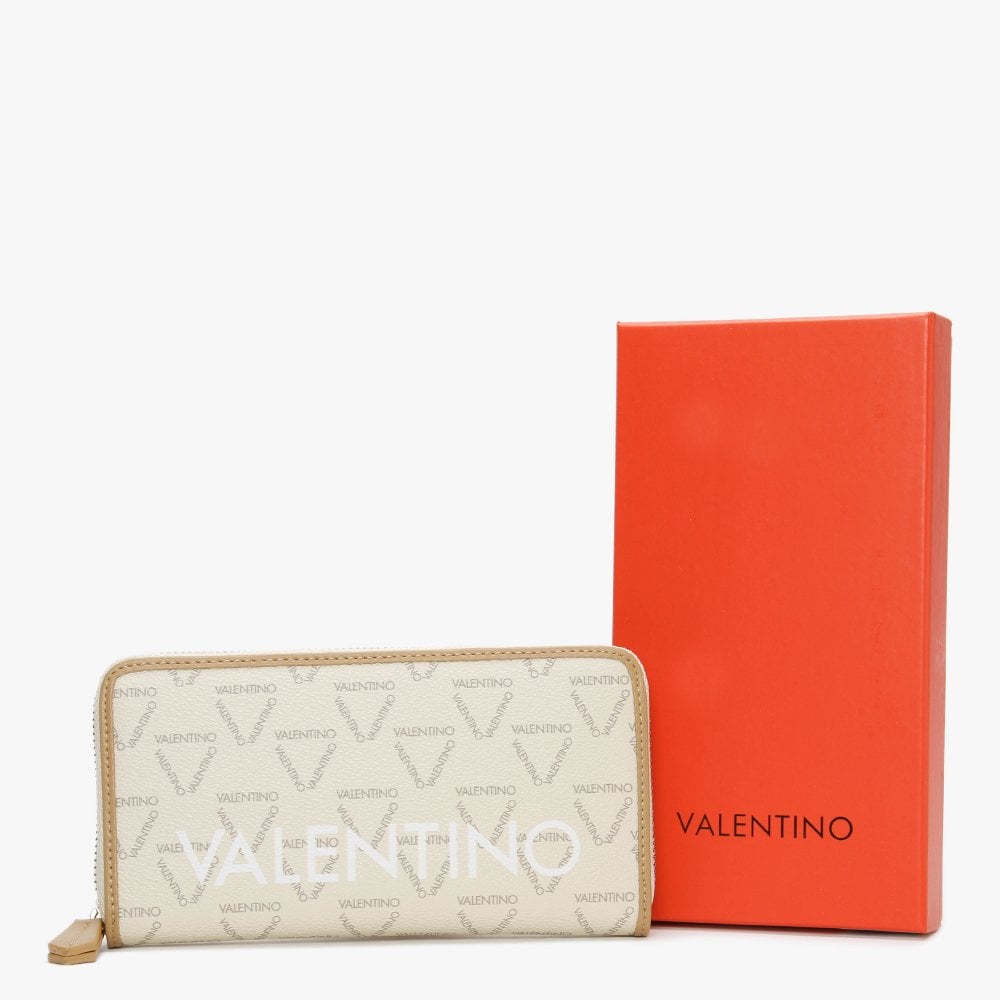 Liuto Repeat Logo Ecru Multi Zip Around Wallet