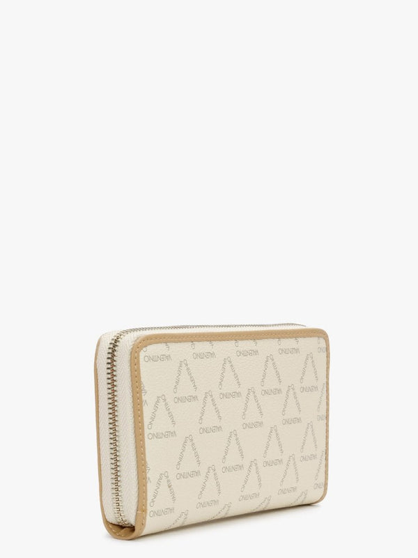 Liuto Repeat Logo Ecru Multi Zip Around Wallet