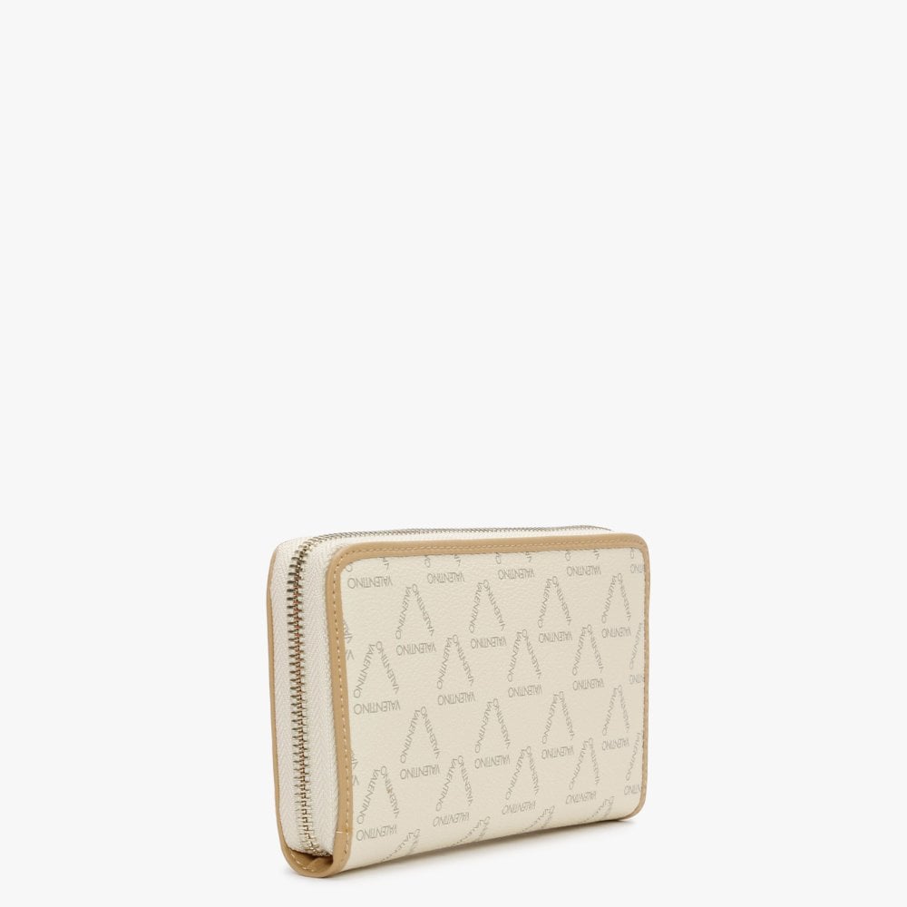 Liuto Repeat Logo Ecru Multi Zip Around Wallet