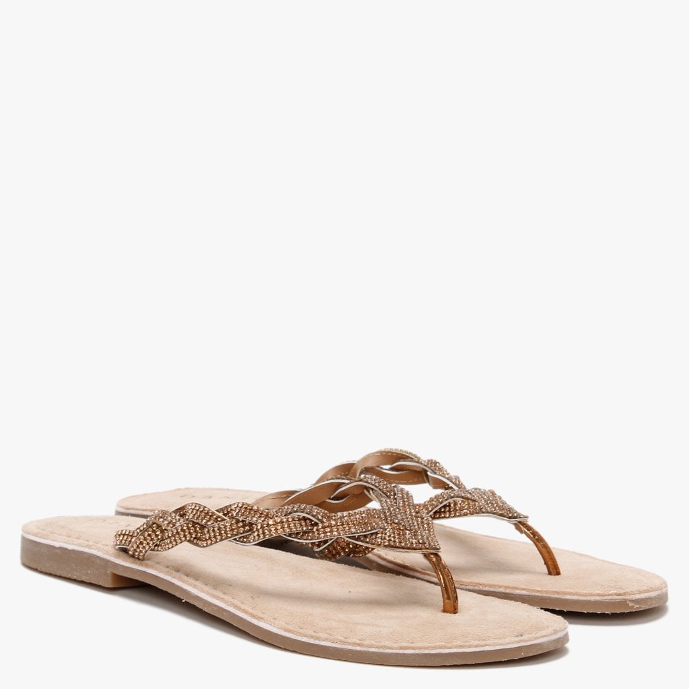 Zoya Bronze Diamante Toe Post Sandals