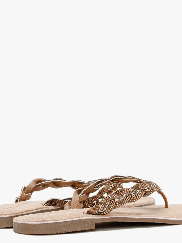 Zoya Bronze Diamante Toe Post Sandals