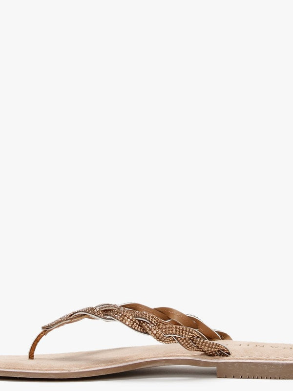 Zoya Bronze Diamante Toe Post Sandals