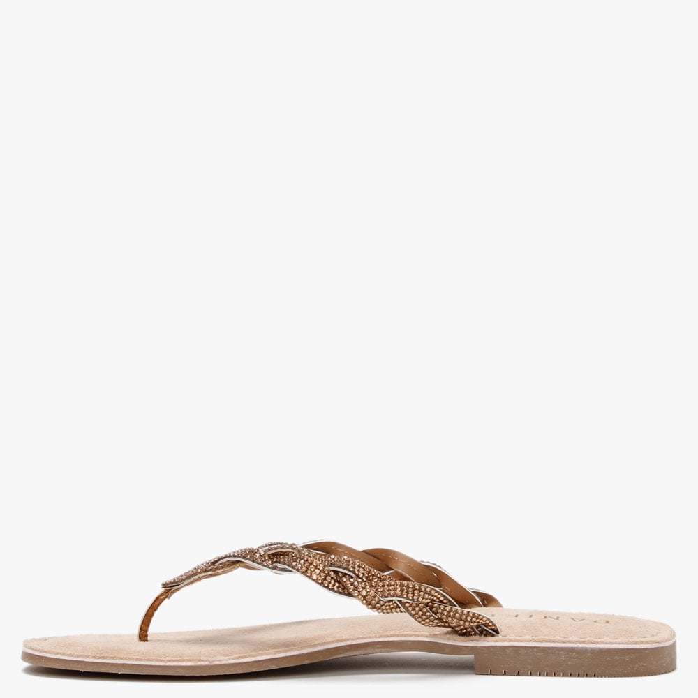 Zoya Bronze Diamante Toe Post Sandals