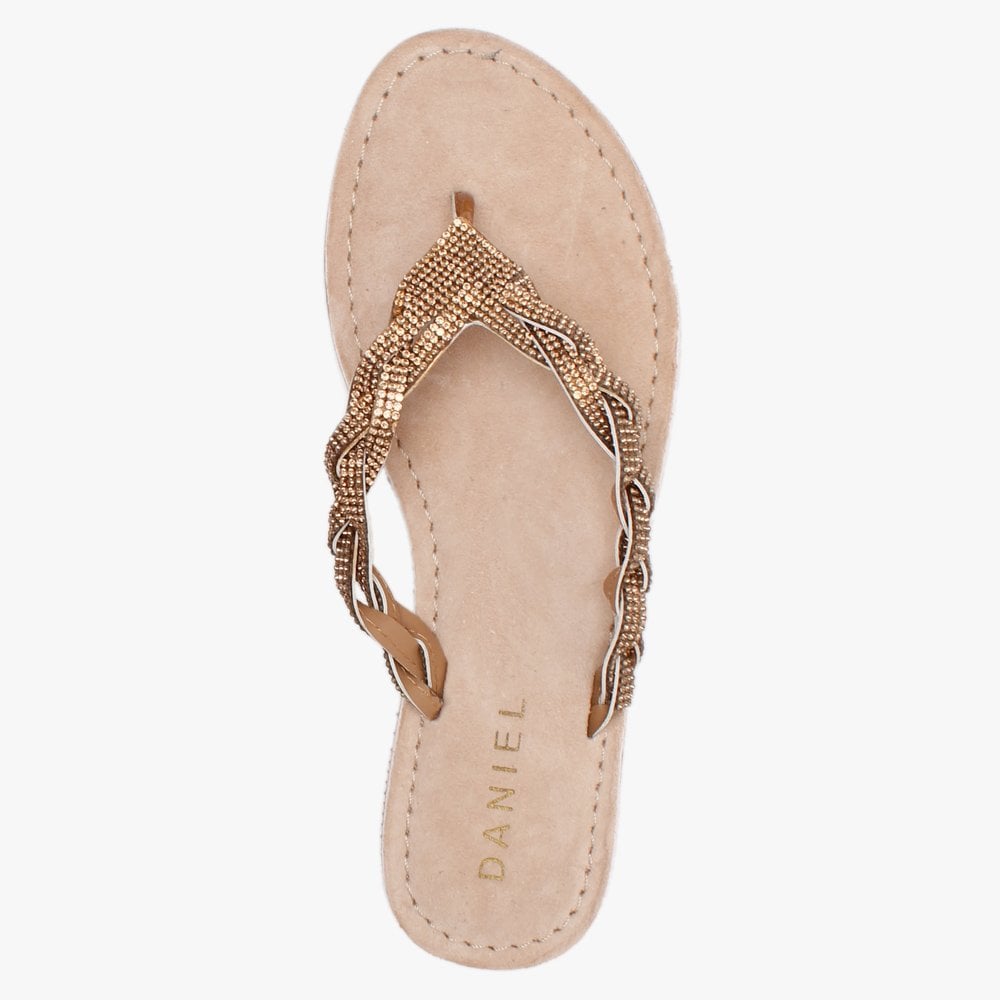 Zoya Bronze Diamante Toe Post Sandals
