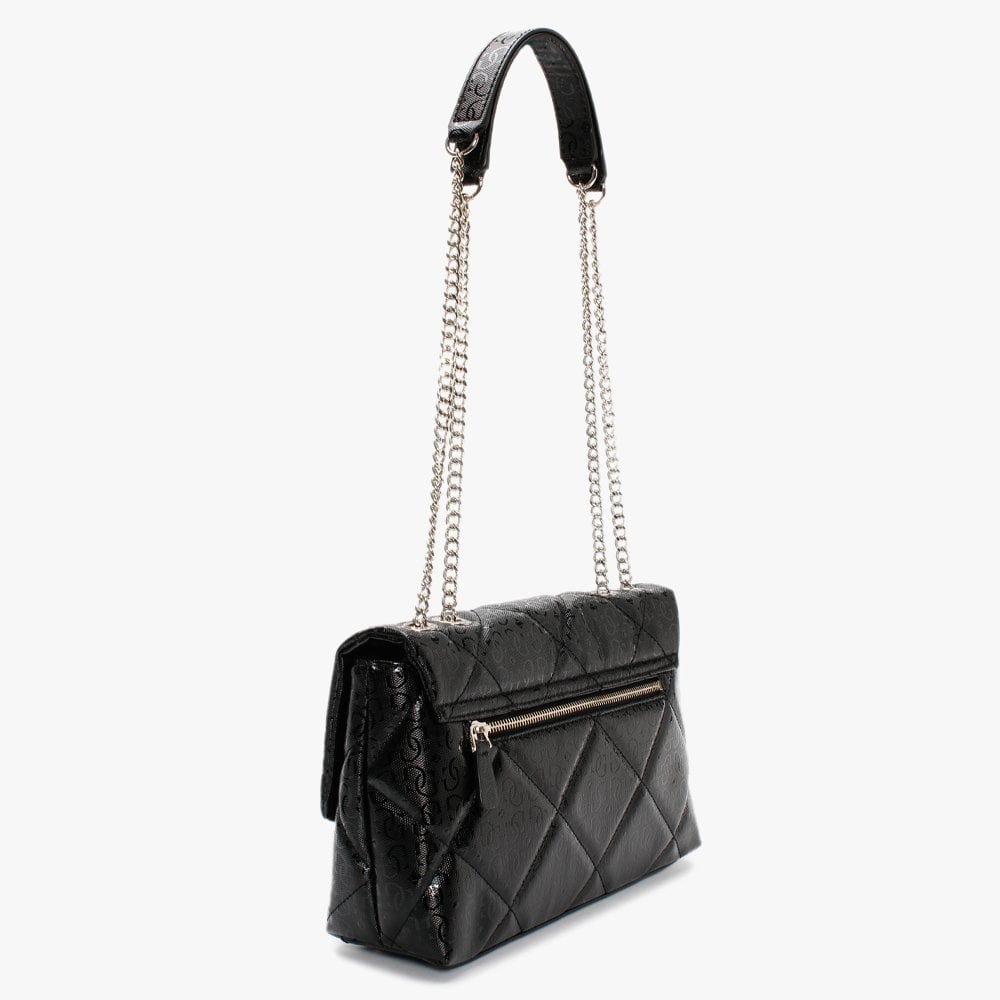 Dilla Quilted Black Repeat Logo Cross-Body Bag
