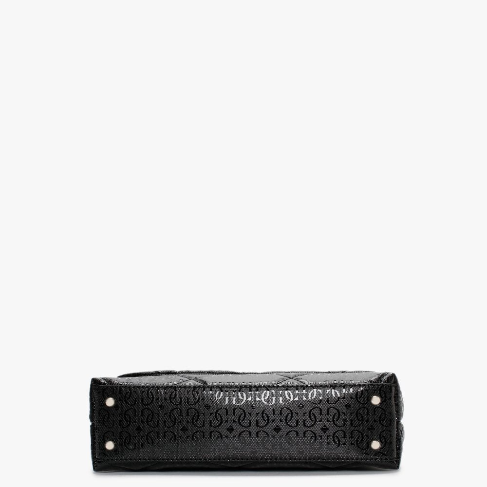 Dilla Quilted Black Repeat Logo Cross-Body Bag