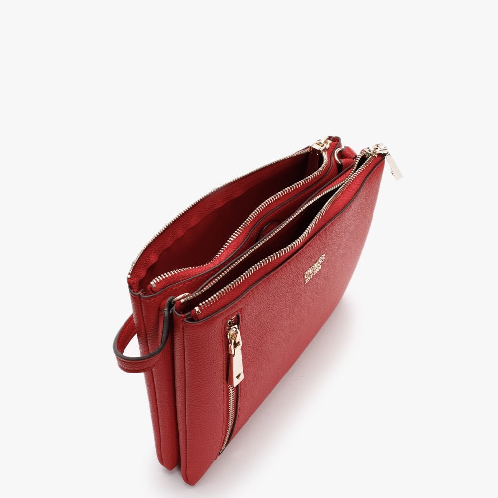 Naya Double Zip Red Cross-Body Bag