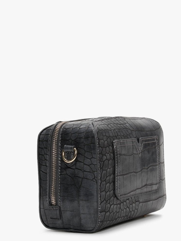 Pattie Haversack Antracite Moc Croc Cross-Body Bag