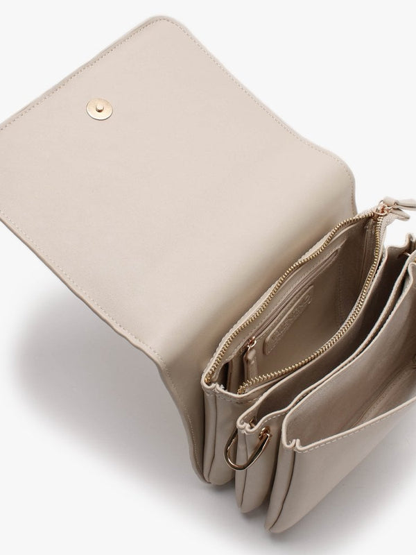 Fauno Ecru Chevron Satchel Bag